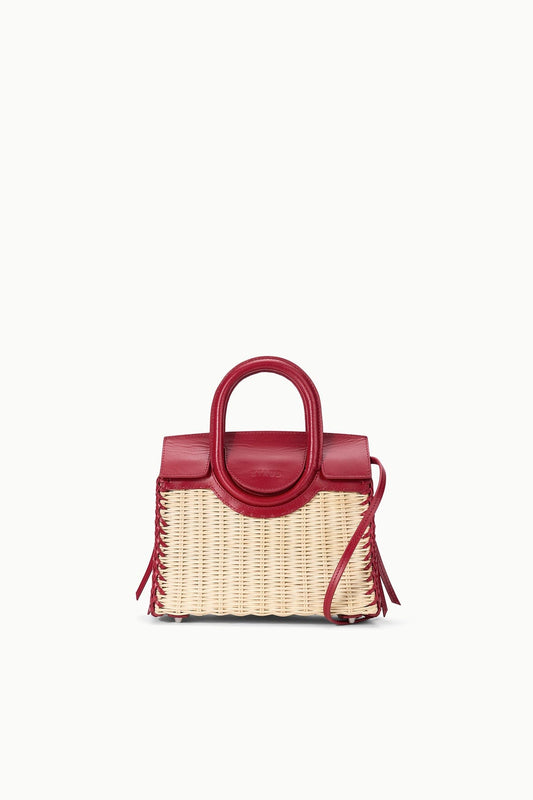 STAUD Maude Mini Wicker Carryall Natural Rouge