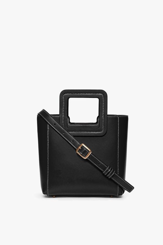 STAUD Mini Shirley Leather Bag - Black