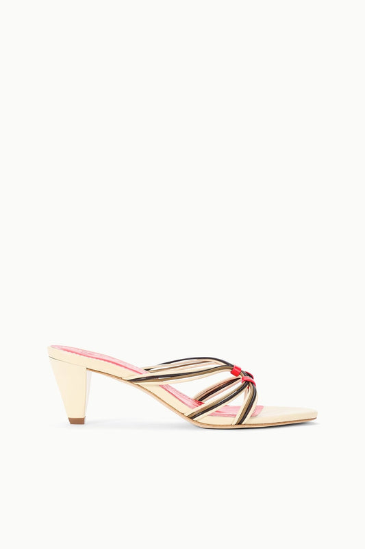 STAUD Carrie Mule Cream Red Rose