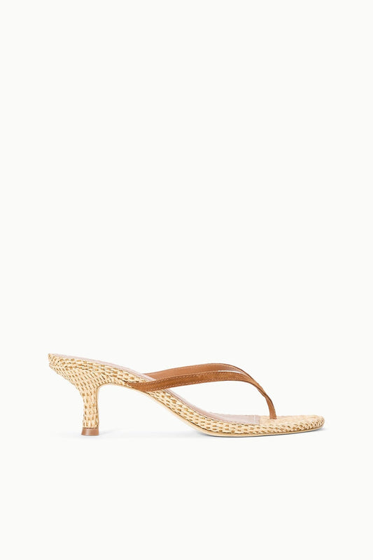 STAUD Freja Thong Kitten Heel Tabac Natural
