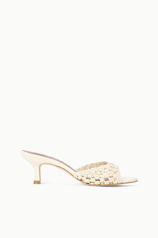 STAUD Brigitte Leather Mule Cream
