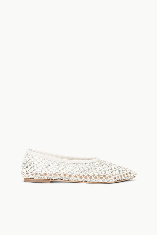 STAUD Alba Ballet Flat Paper Netting