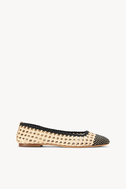 STAUD Nell Crochet Ballerina Cream Black