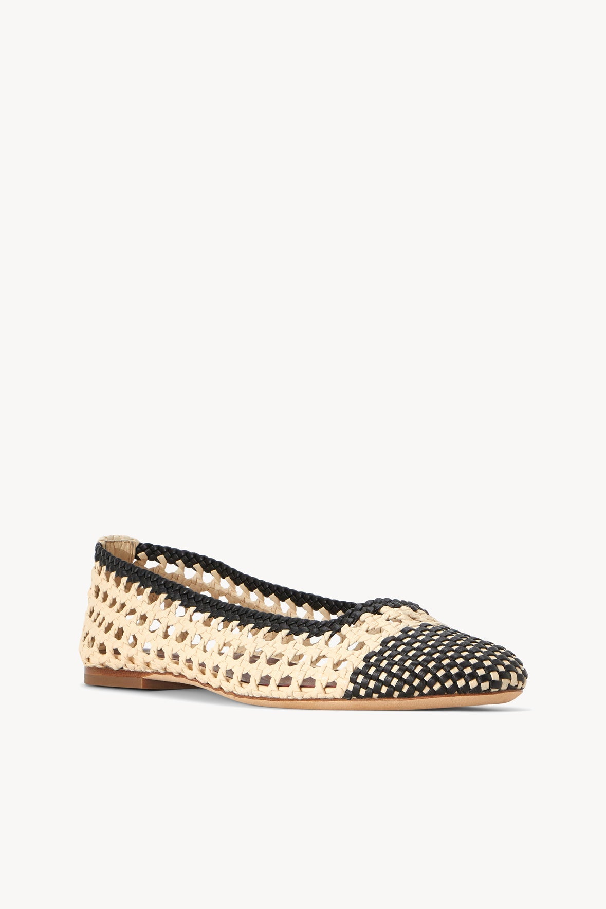STAUD Nell Crochet Ballerina Cream Black