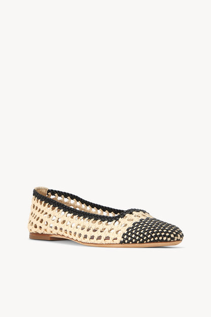 STAUD Nell Crochet Ballerina Cream Black