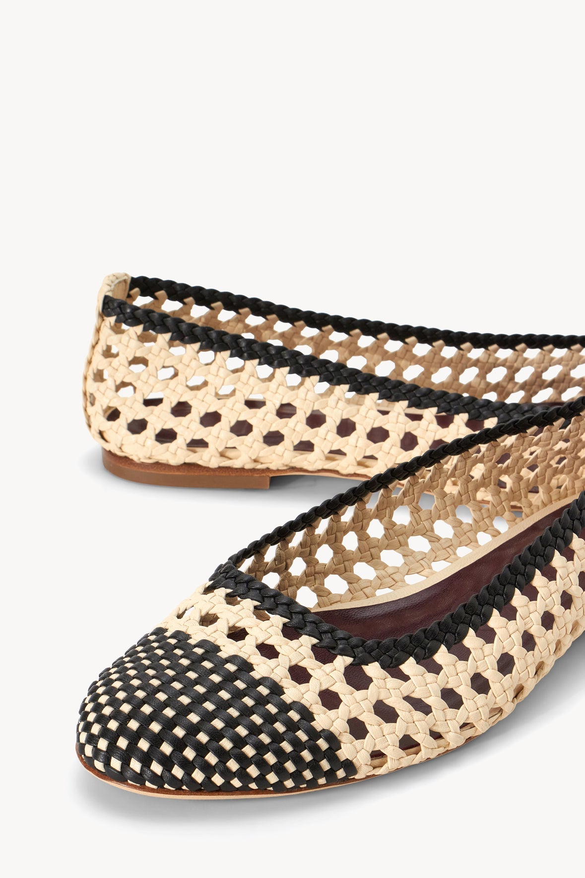 STAUD Nell Crochet Ballerina Cream Black
