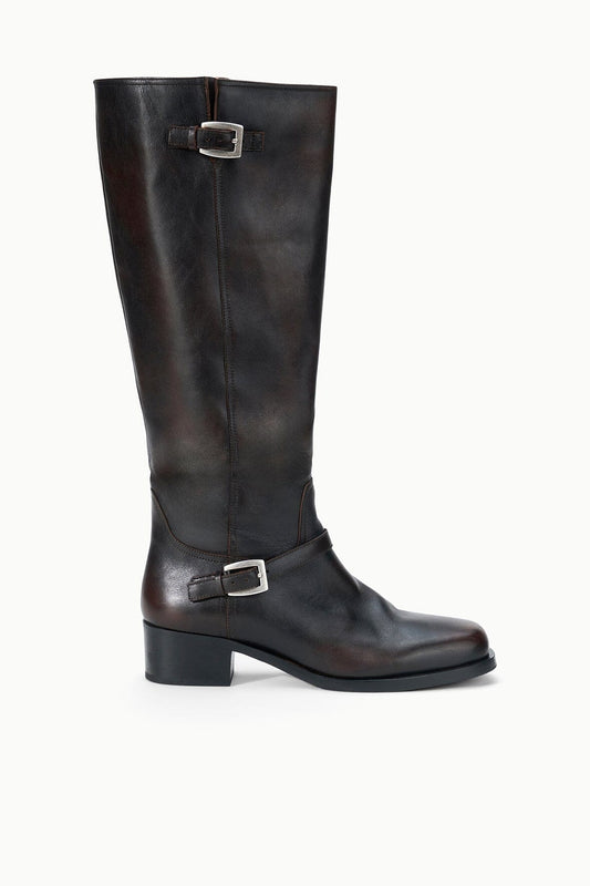STAUD Brooklyn Flat Boot Espresso Distressed