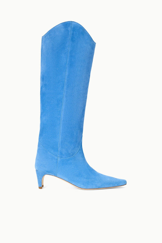 STAUD Western Wally Boot Blue Suede