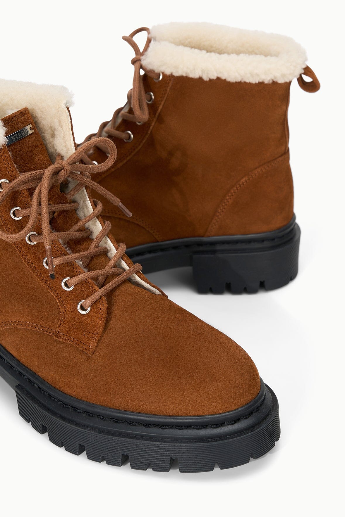 STAUD Henry Combat Boot Tabac Suede