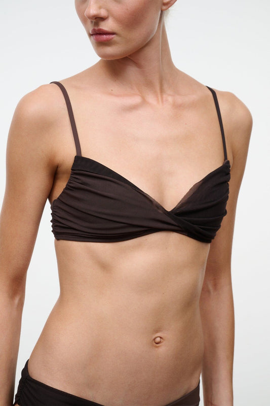 STAUD La Mer Bikini Top Espresso Dark Chocolate