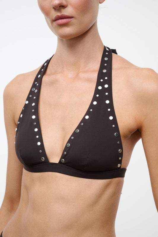 STAUD Irina Bikini Top Espresso Studs