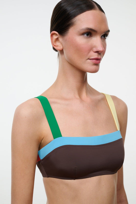 STAUD Liv Bikini Top Dark Chocolate Multi