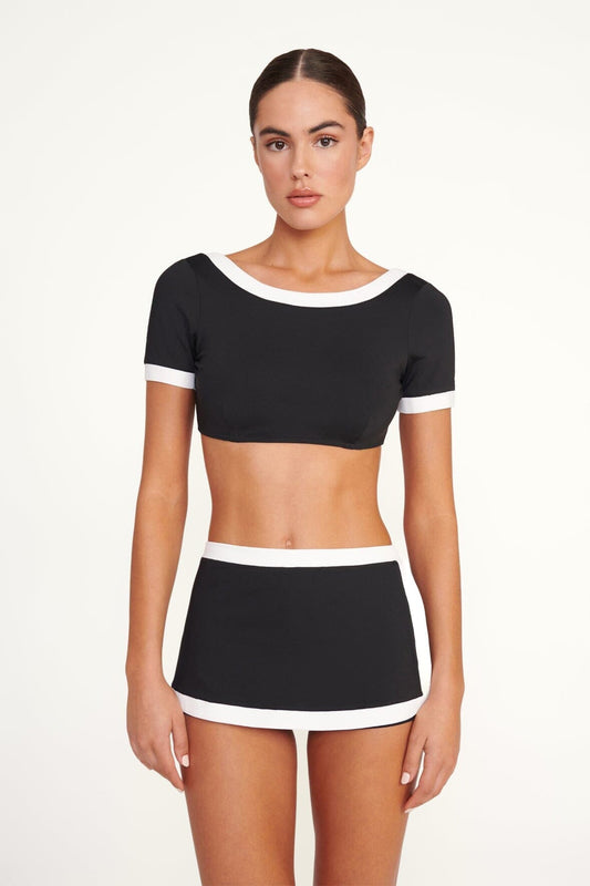 STAUD Nell Swim Skirt Black/White 1