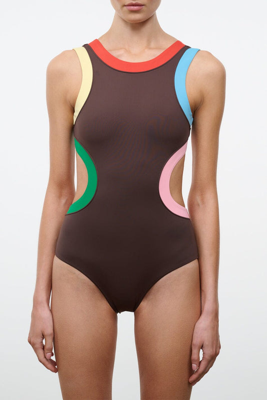 STAUD Dolce One Piece Dark Chocolate Multi