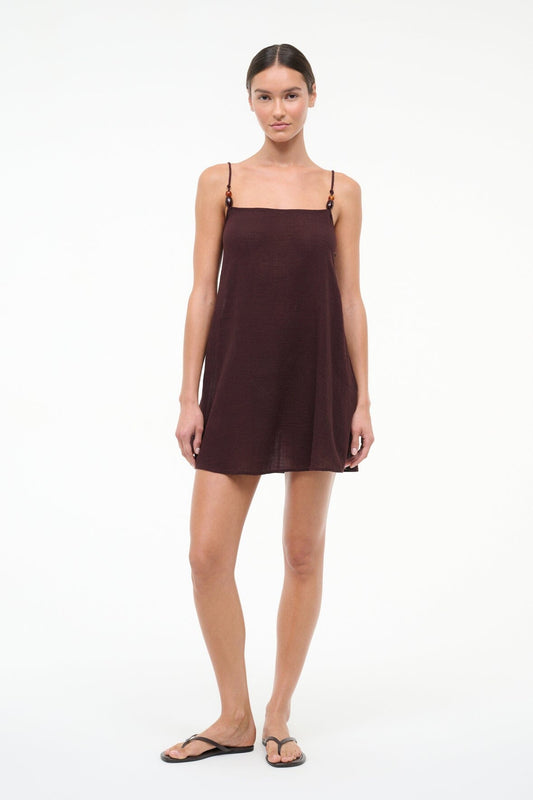 STAUD Laura Mini Dress Dark Chocolate