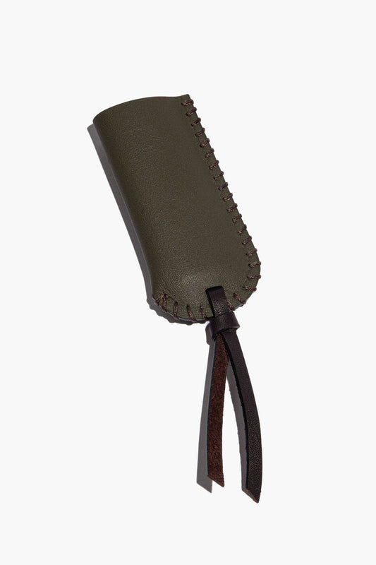 STAUD Pyre Leather Lighter Cover Moss
