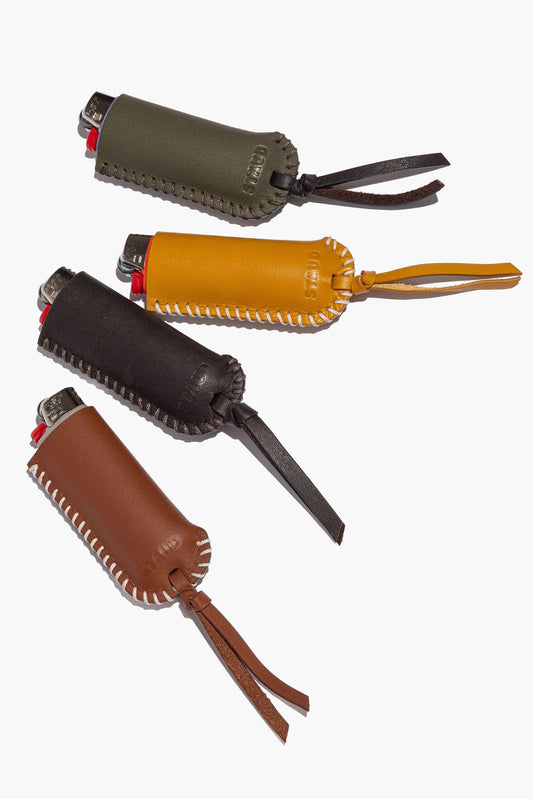 STAUD Pyre Leather Lighter Cover Espresso