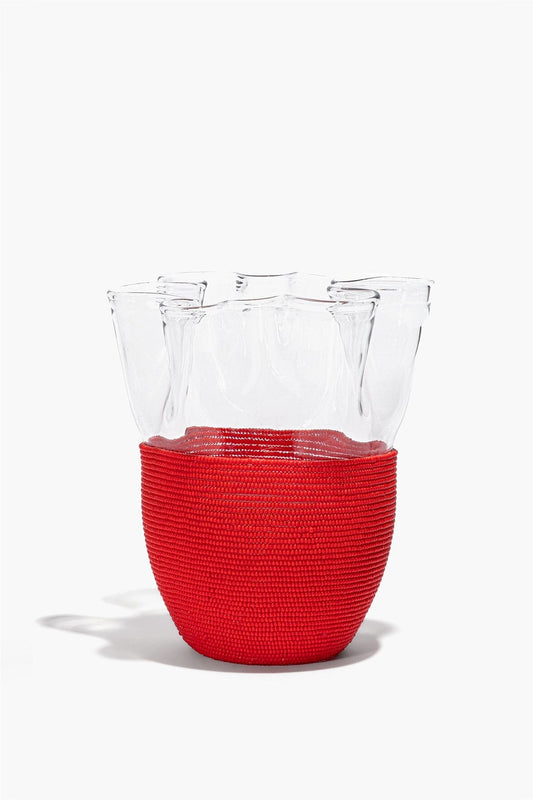 STAUD Wavy Beaded Vase Red