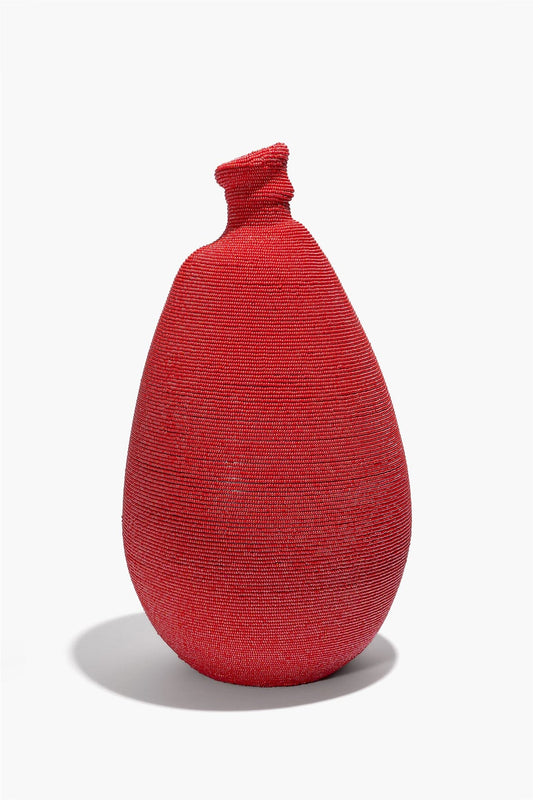 STAUD Tall Beaded Vase Red
