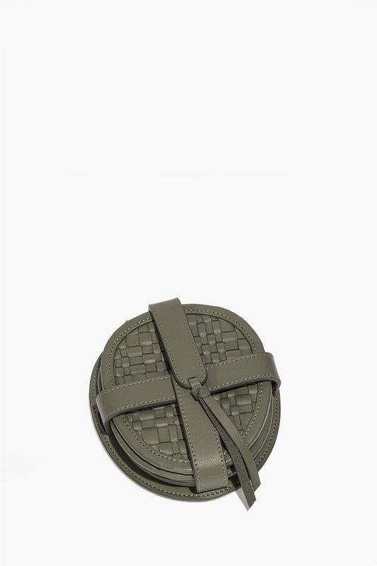 STAUD Grove Woven Leather Coasters Set Of 4 Moss