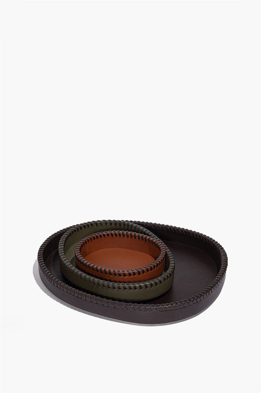 STAUD Foundry Leather Trays Espresso Moss Tan