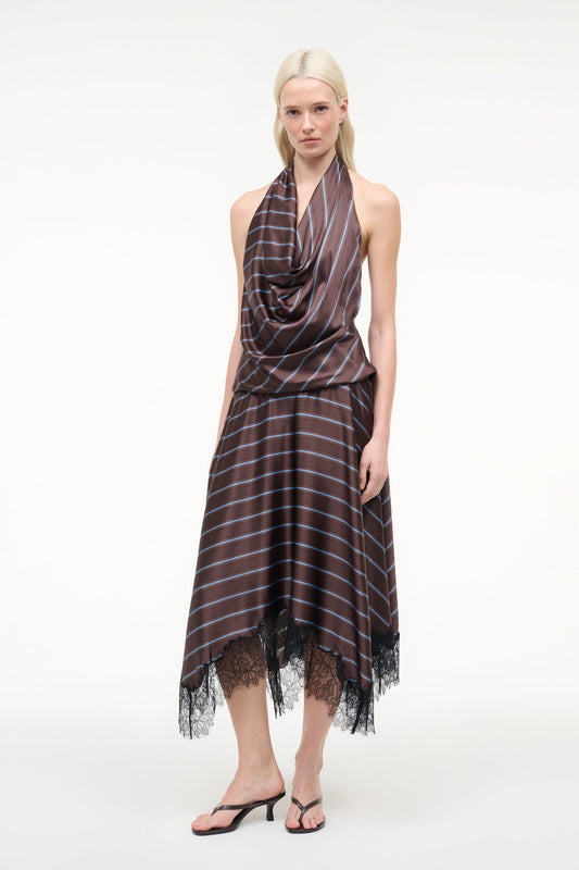 STAUD Elira Silk Dress Redondo Stripe