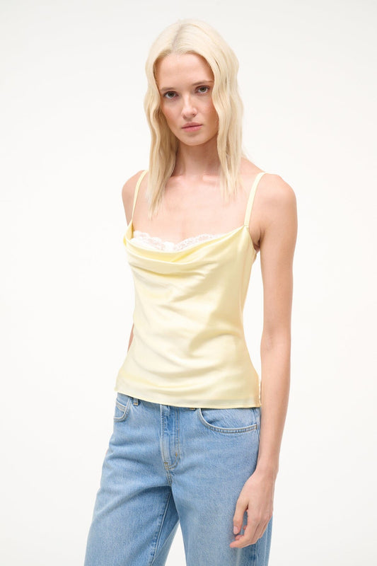 STAUD Evangeline Silk Top Key Lime