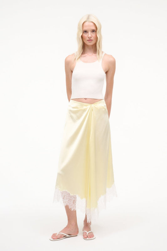 STAUD Sonoma Silk Skirt Key Lime