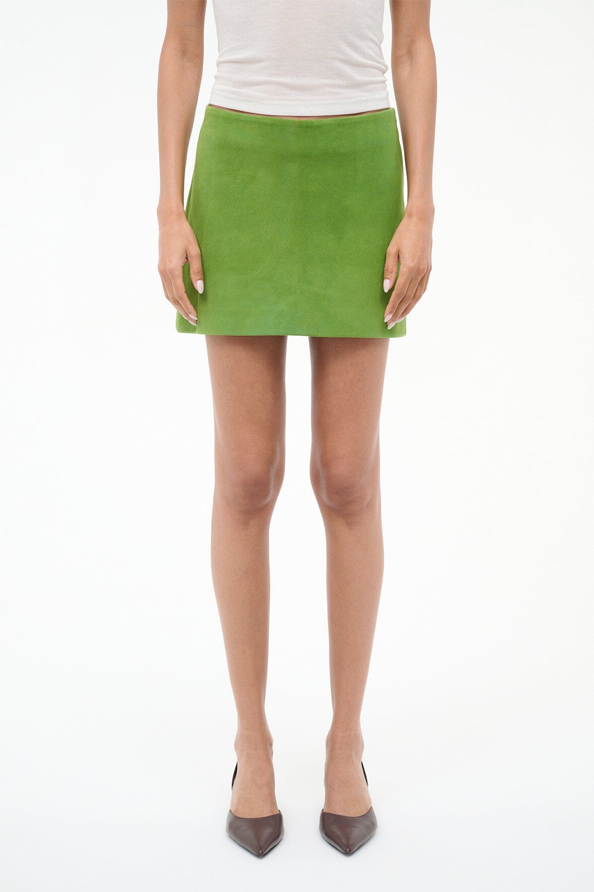 STAUD Crest Suede Skirt Leaf Suede