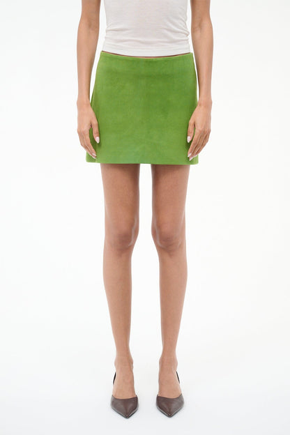 STAUD Crest Suede Skirt Leaf Suede