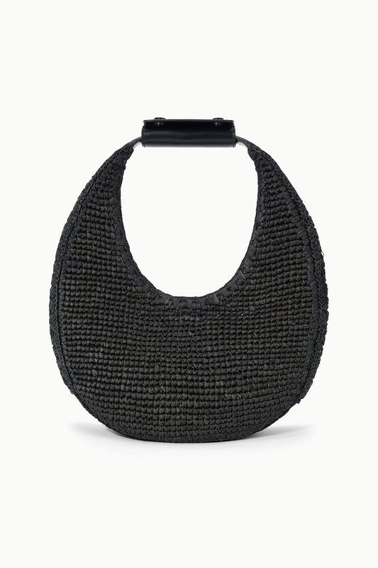 STAUD Moon Raffia Tote Bag Black