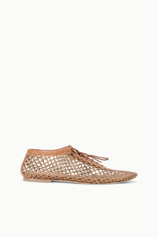 STAUD Kit Lace Up Flat Tan