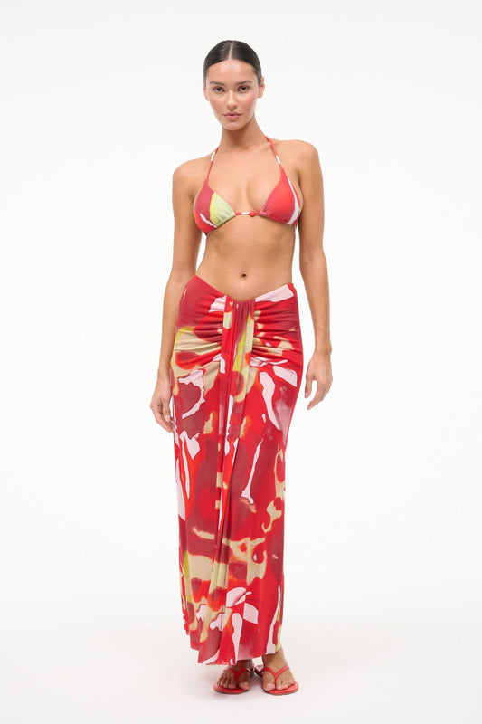 STAUD Soraya Mesh Skirt Red Zone
