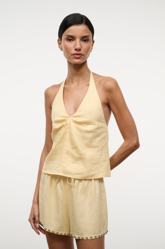 STAUD Corso Linen Top Butter