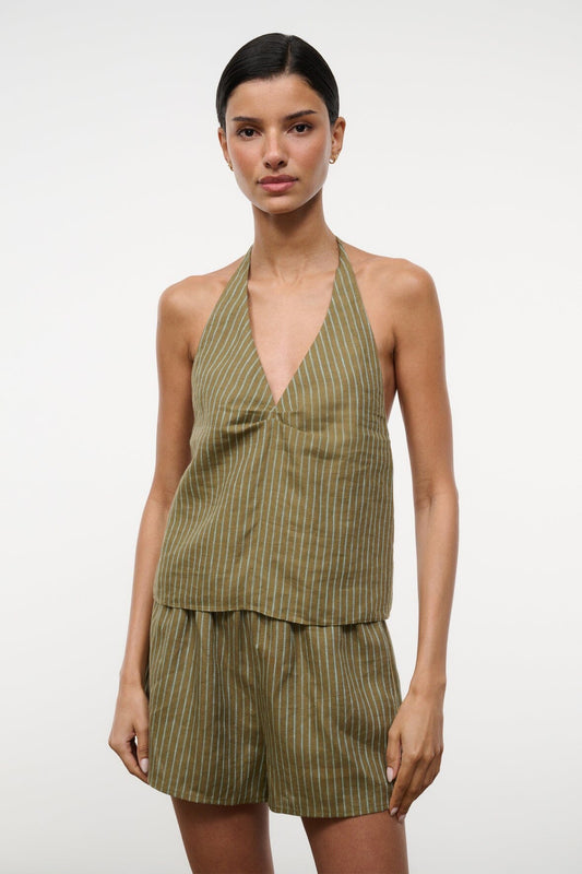 STAUD Corso Linen Top Porto Stripe