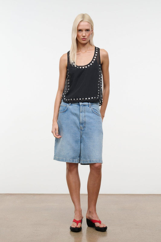 STAUD Cara Top Black Studs