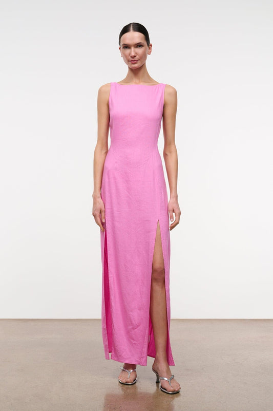 STAUD Costa Linen Dress Orchid
