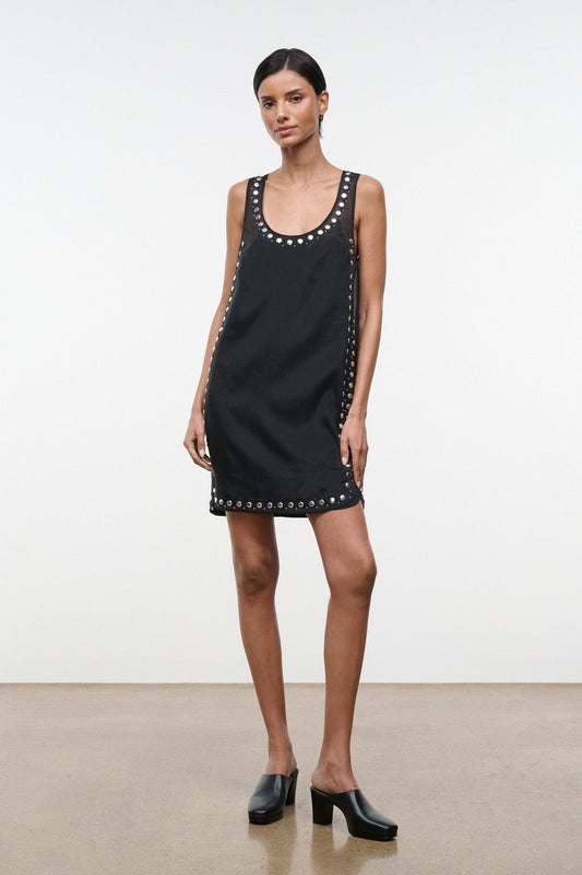STAUD Cara Dress Black Studs