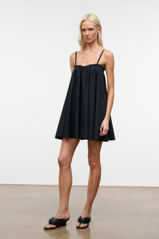 STAUD Cecily Mini Dress Black Babydoll Dress