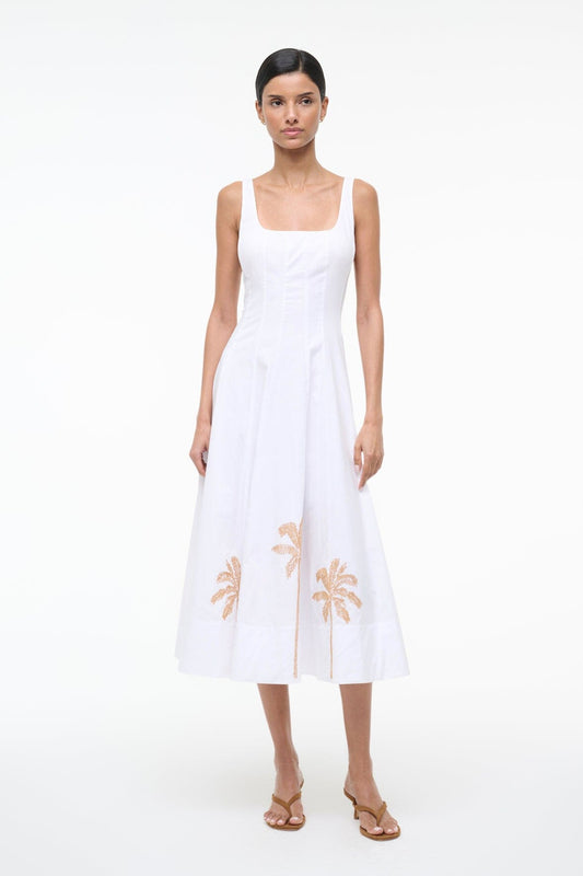 STAUD Wells Dress White Embroidery 1