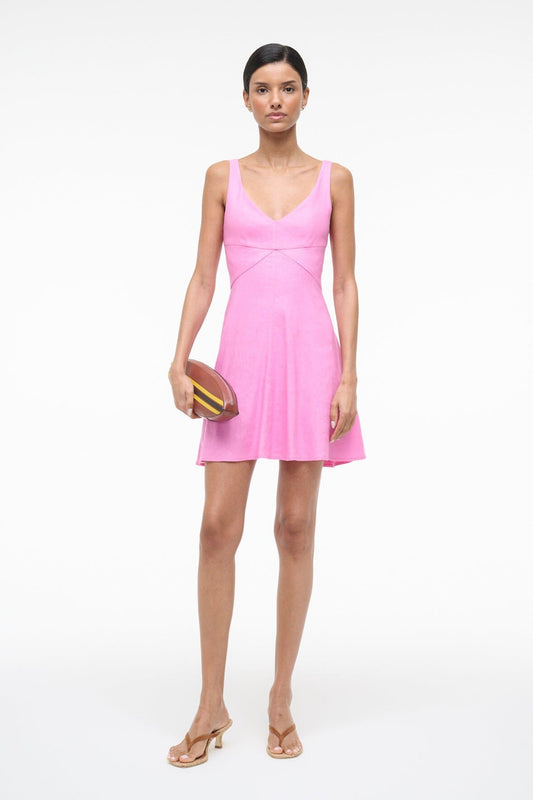 STAUD Madison Linen Mini Dress Orchid