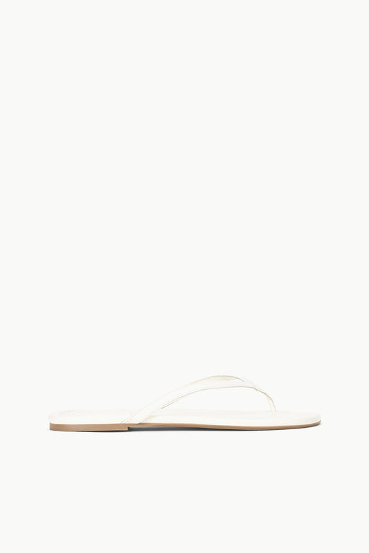 STAUD Freja Paper White Leather Flip Flop Sandals