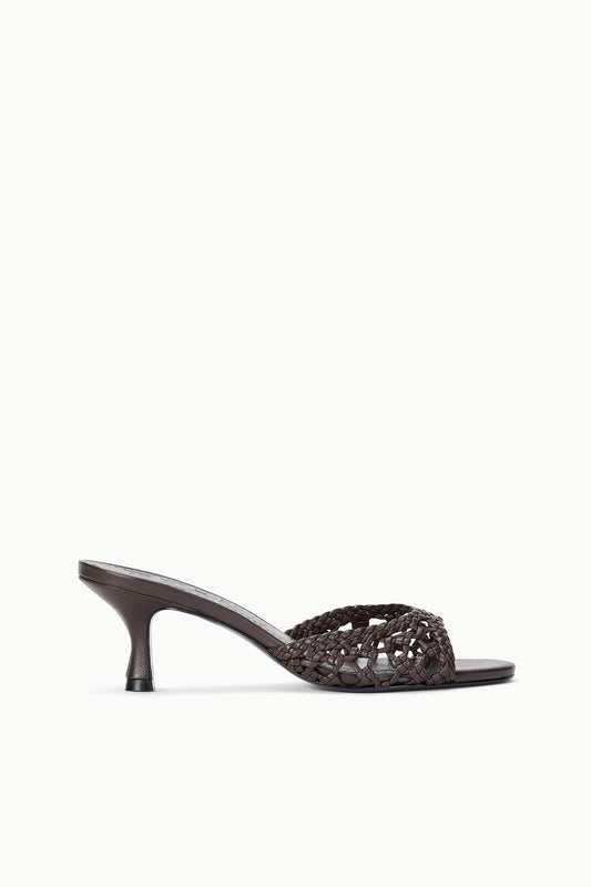 STAUD Brigitte Leather Mule Espresso Knotted