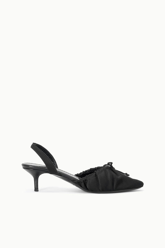 STAUD Alba Ballet Slingback Black Satin