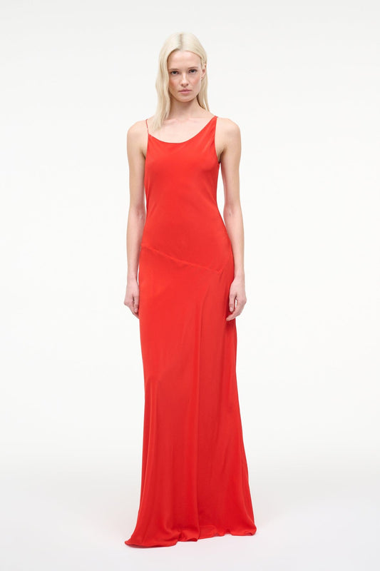 STAUD Toluca Silk Dress Red Rose