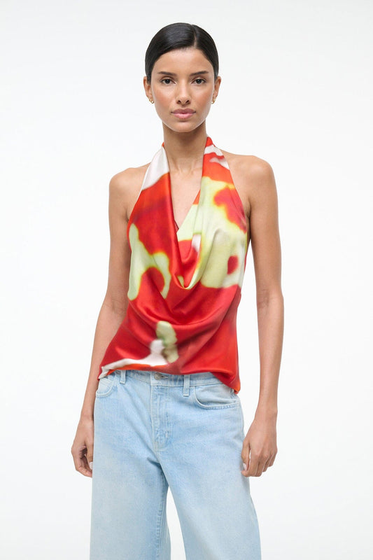 STAUD Liora Silk Top Red Zone