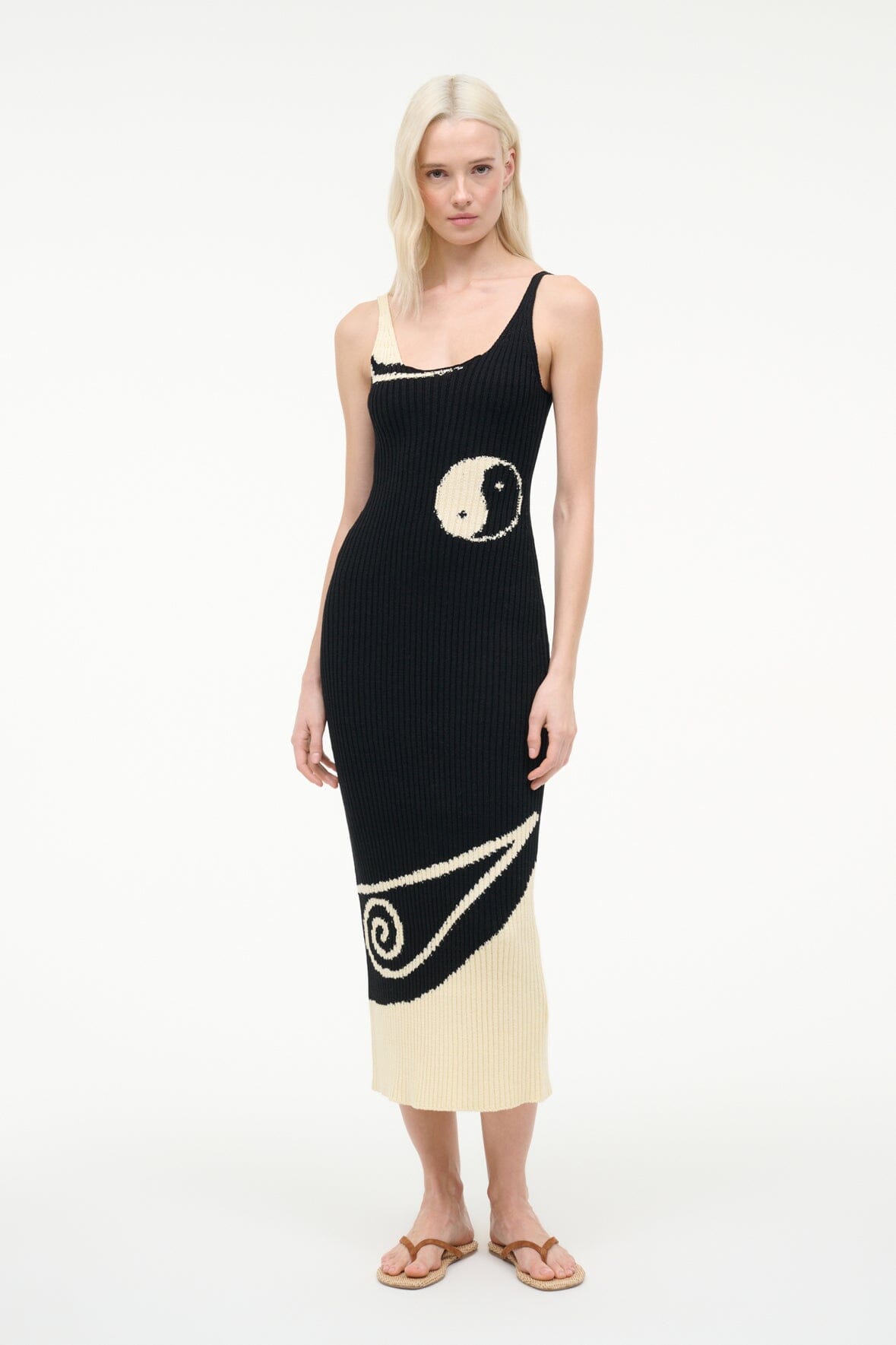 STAUD Leta Dress Black Ivory
