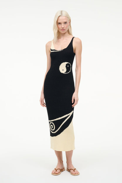 STAUD Leta Dress Black Ivory