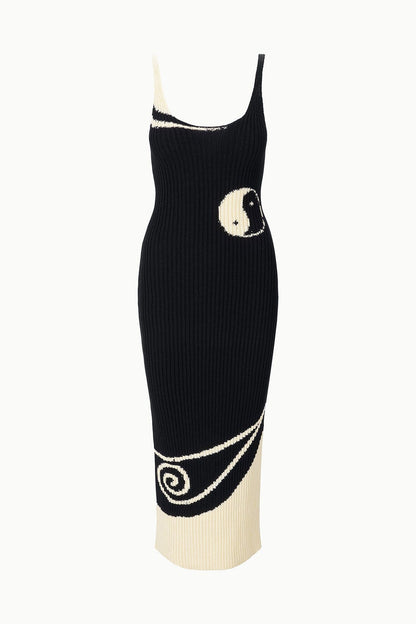 STAUD Leta Dress Black Ivory