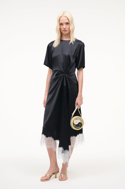 STAUD Sonoma Silk Dress Black